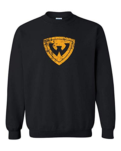 Wayne State Distressed Shield Logo Crewneck Sweatshirt - Black