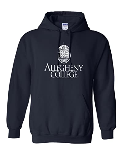 Allegheny College Stacked Hooded Sweatshirt - Navy