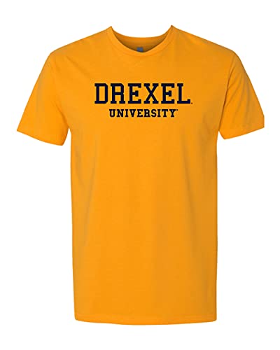 Drexel University Navy Text T-Shirt - Gold
