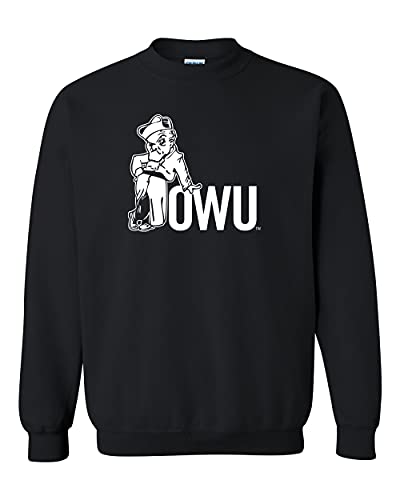 Ohio Wesleyan OWU Logo One Color Crewneck Sweatshirt - Black
