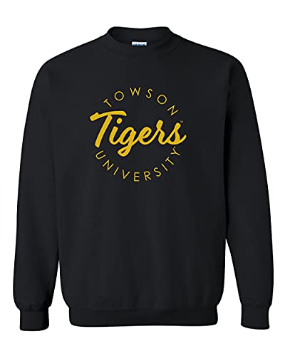 Towson University Circular 1 Color Crewneck Sweatshirt - Black