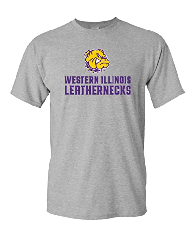 Western Illinois Full Logo T-Shirt - Sport Grey