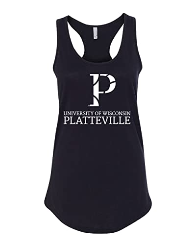 Wisconsin Platteville P Ladies Tank Top - Black