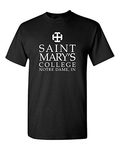 Saint Mary's College One Color White Stacked Text T-Shirt - Black