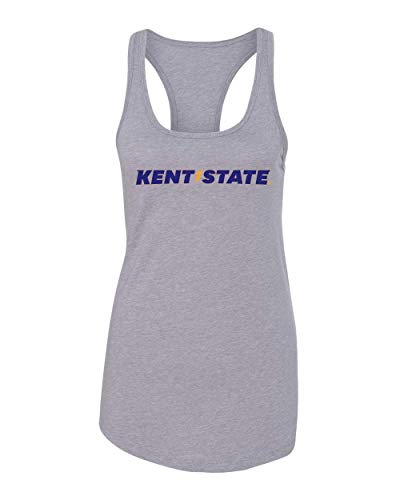 Kent State Bolt Text Two Color Tank Top - Heather Grey