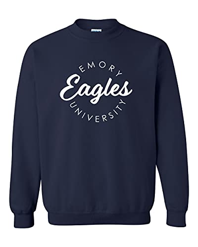 Emory University Circular 1 Color Crewneck Sweatshirt - Navy