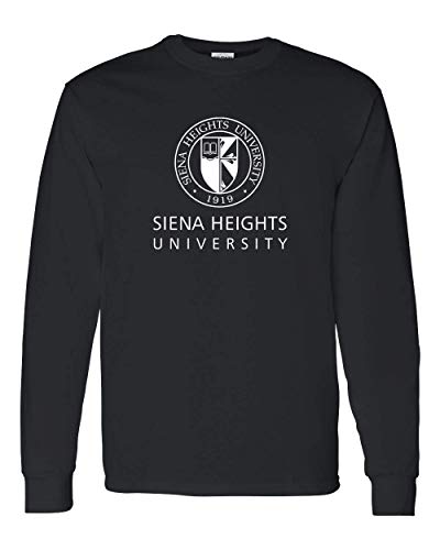 Siena Heights Stacked White Logo Long Sleeve T-Shirt - Black