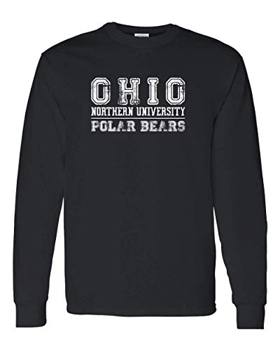Ohio Northern 1 Color Text Long Sleeve T-Shirt - Black