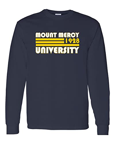 Retro Mount Mercy University Long Sleeve T-Shirt - Navy