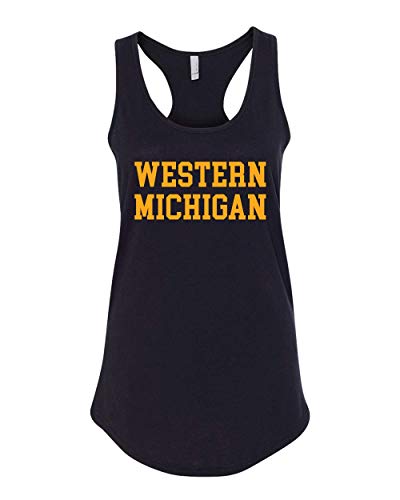 Western Michigan Block Letters One Color Tank Top - Black