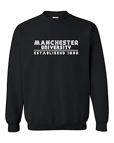 Retro Manchester University Established One Color Crewneck Sweatshirt - Black
