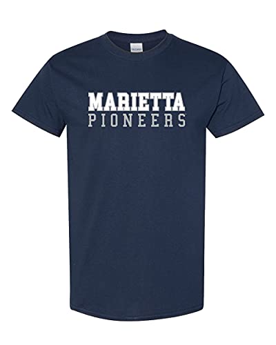 Marietta Pioneers Text Two Color T-Shirt - Navy