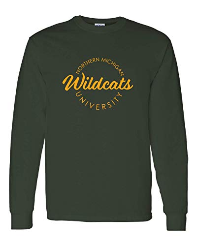 Northern Michigan University Circular 1 Color Long Sleeve T-Shirt - Forest Green