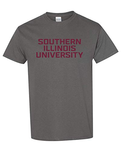 Southern Illinois Salukis Text One Color T-Shirt - Charcoal