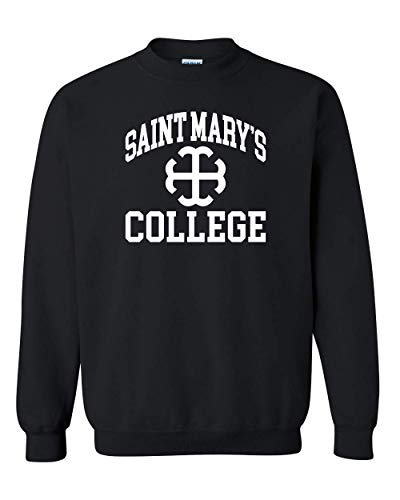 Saint Mary's College White Logo Crewneck Sweatshirt - Black
