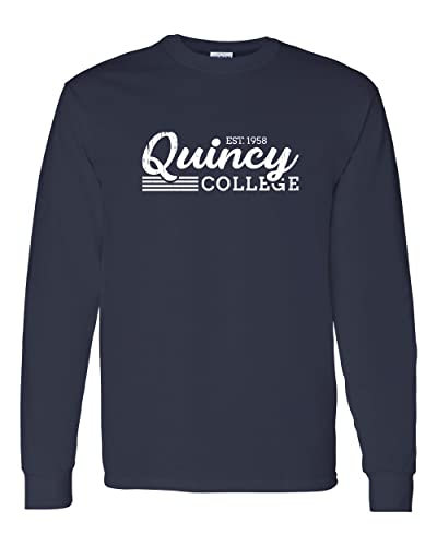 Vintage Quincy College Long Sleeve Shirt - Navy