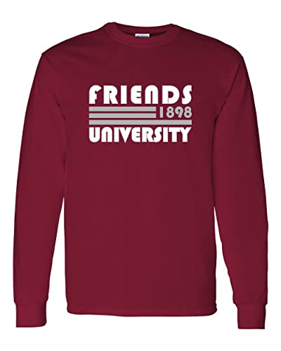 Retro Friends University Long Sleeve T-Shirt - Cardinal Red