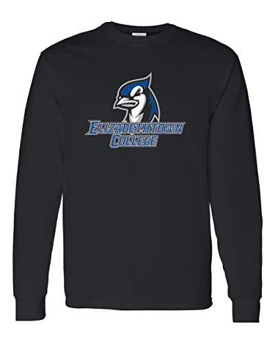 Elizabethtown College Mascot Logo Long Sleeve Shirt - Black