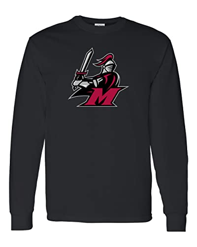 Manhattanville College Full Color Mascot Long Sleeve Shirt - Black