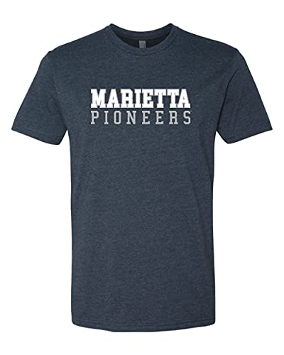 Marietta Pioneers Text Two Color Exclusive Soft Shirt - Midnight Navy