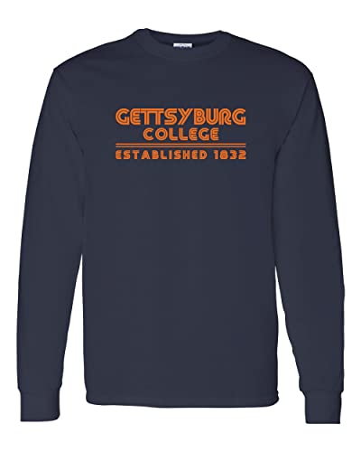 Gettysburg College Retro Text Long Sleeve Shirt - Navy