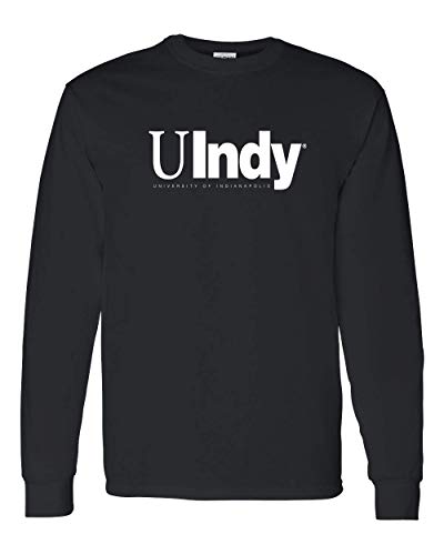 University of Indianapolis UIndy White Text Long Sleeve - Black