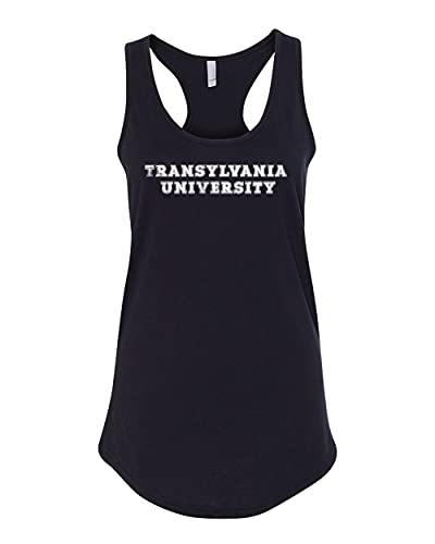 Transylvania University Text Distressed Ladies Tank Top - Black