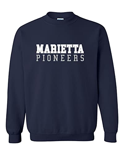 Marietta Pioneers Text Two Color Crewneck Sweatshirt - Navy
