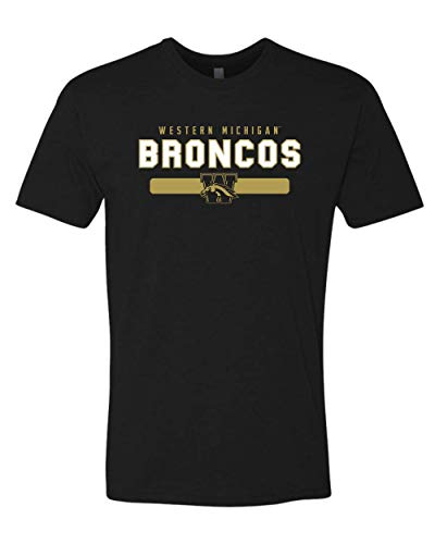 Premium Western Michigan Broncos Two Color T-Shirt WMU Logo Apparel Mens/Womens T-Shirt - Black