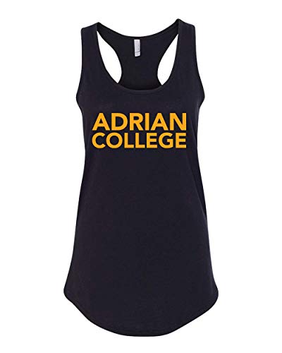 Adrian College Stacked 1 Color Gold Text Tank Top - Black