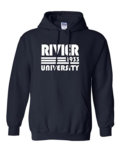 Retro Rivier University Hooded Sweatshirt - Navy