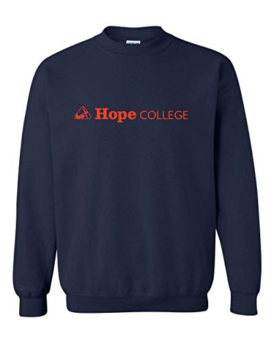 Hope College Horizontal 1 Color Crewneck Sweatshirt - Navy