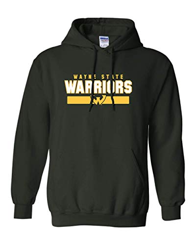 Wayne State Warriors Two Color Hooded Sweatshirt WSU Wayne State University Logo Apparel Mens/Womens Hoodie - Forest Green
