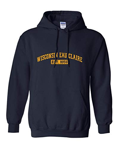 Wisconsin Eau Claire EST 1856 Distresssed Hooded Sweatshirt - Navy