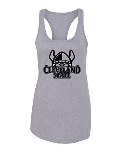 Cleveland State Full Logo Ladies Tank Top - Heather Grey