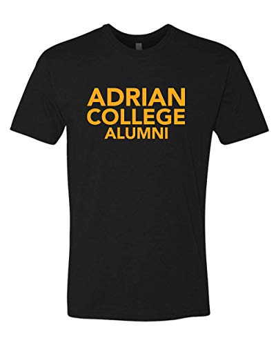 Adrian College Alumni Stacked 1 Color Gold Text T-Shirt - Black