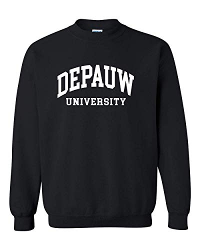 DePauw 1 Color White Text Crewneck Sweatshirt - Black