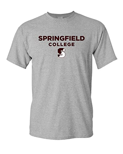 Springfield College S Logo Text T-Shirt - Sport Grey