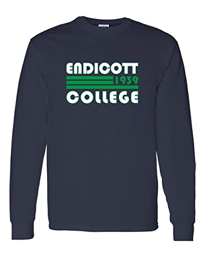 Retro Endicott College Long Sleeve Shirt - Navy