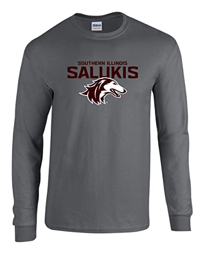 Southern Illinois Salukis Two Color Long Sleeve Shirt - Charcoal