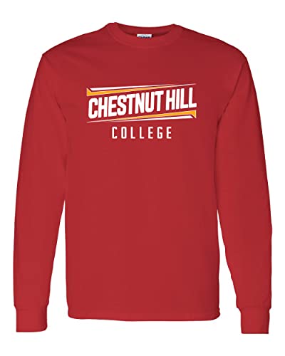 Chestnut Hill College Slant Text Long Sleeve Shirt - Red