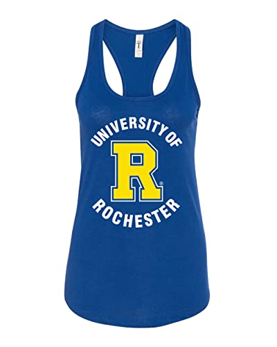 University of Rochester Circular Text Logo Ladies Tank Top - Royal