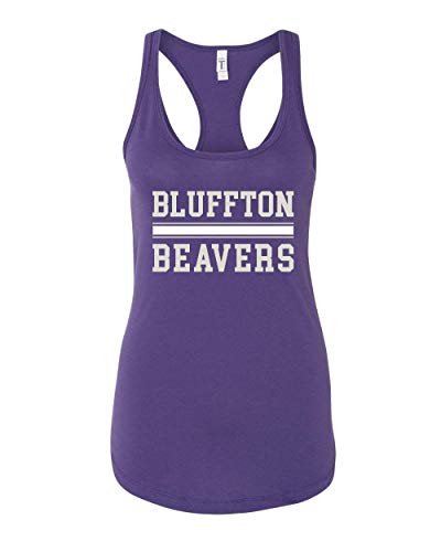 Bluffton Beavers Block Two Color Ladies Tank Top - Purple Rush