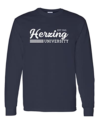 Vintage Herzing University Long Sleeve T-Shirt - Navy
