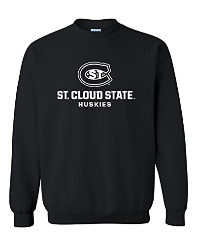 St Cloud State White Stacked Logo Crewneck Sweatshirt - Black