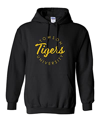 Towson University Circular 1 Color Hooded Sweatshirt - Black