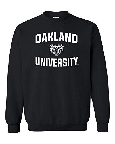 Oakland University Stacked One Color Crweneck Sweatshirt - Black