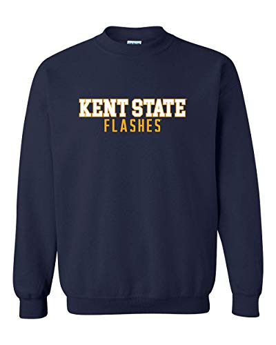 Kent State Flashes Block Two Color Crewneck Sweatshirt - Navy