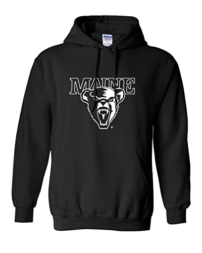 University of Maine 1 Color Mascot Hooded Sweatshirt - Black