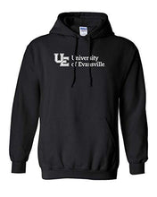 Load image into Gallery viewer, Evansville White Text Hooded Sweatshirt - Black
